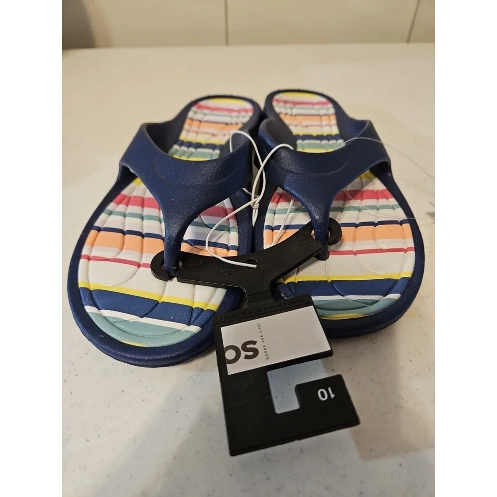 so flip flops Womens Size 10 Aardvarknavy Blue Slip On Sandals Colorful NWT S145